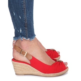 Sandales compensées espadrilles Zoe rouges 3