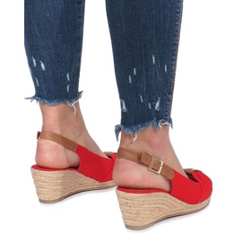 Sandales compensées espadrilles Zoe rouges 4