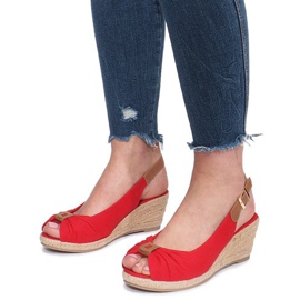 Sandales compensées espadrilles Zoe rouges 5