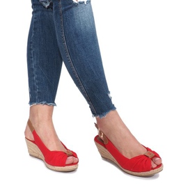 Sandales compensées espadrilles Zoe rouges 6
