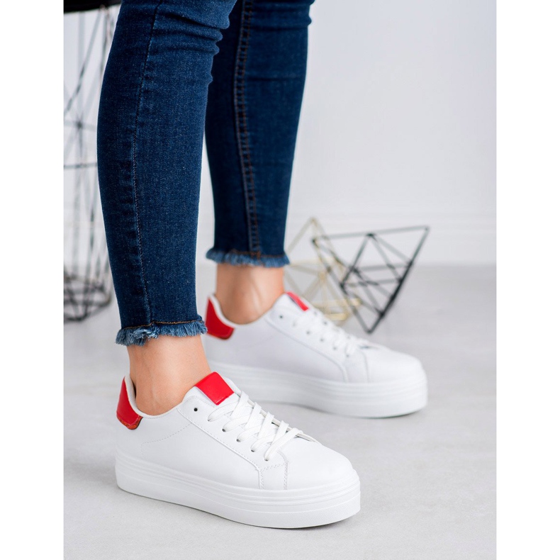 SHELOVET Chaussures de sport à la mode blanche rouge 2