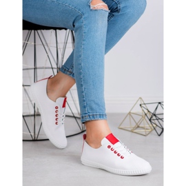 Jumex Baskets en cuir écologique blanc rouge 1