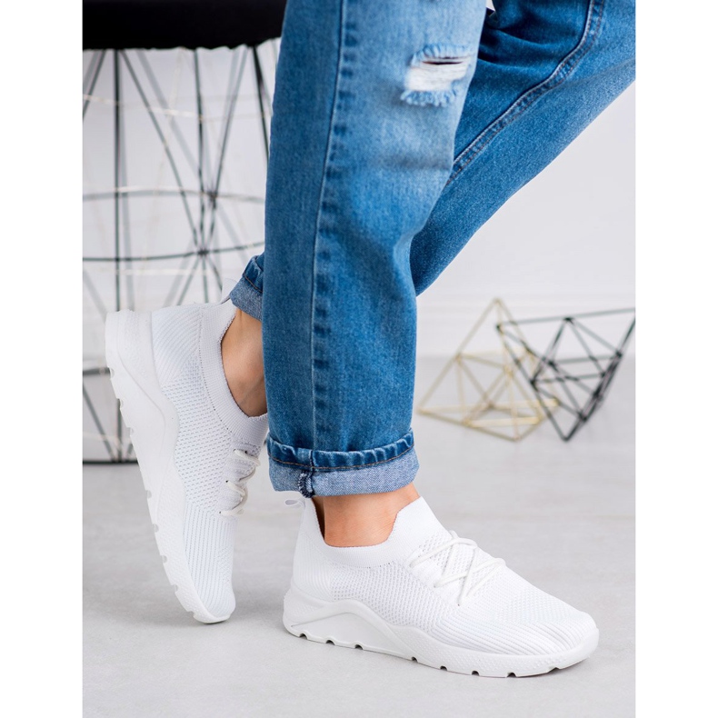 SHELOVET Chaussures de sport à enfiler blanche 2