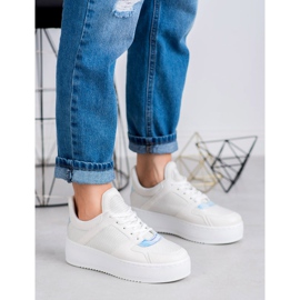 Ideal Shoes Baskets à paillettes blanche 2