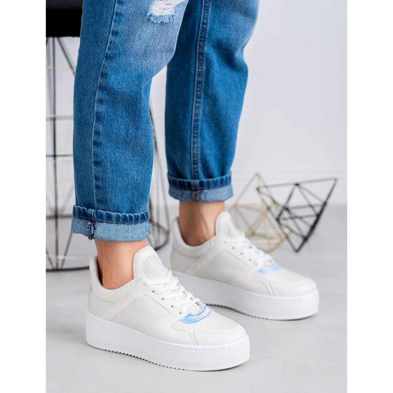 Ideal Shoes Baskets à paillettes blanc 2