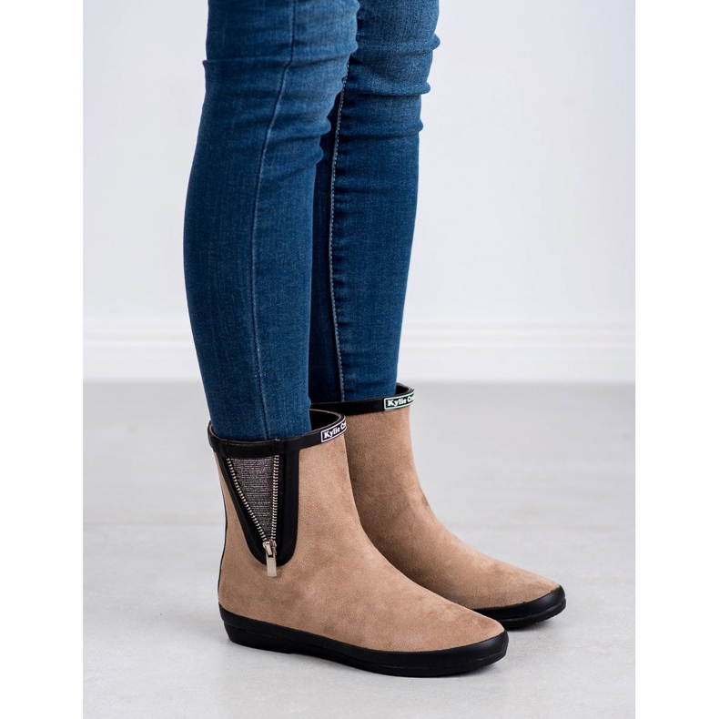 Kylie Galoches en daim avec fermeture à glissière décorative beige 2