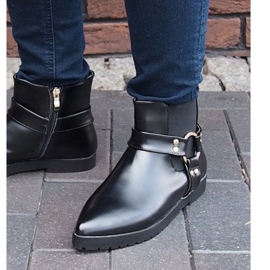 Bottes élégantes chaudes avec boucle HW14 Noir le noir 1