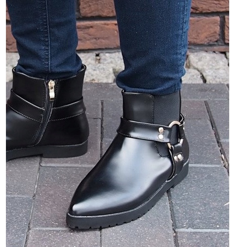 Bottes élégantes chaudes avec boucle HW14 Noir 1