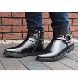 Bottes élégantes chaudes avec boucle HW14 Noir le noir 2
