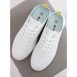 Baskets femme blanches et jaunes CL33315 Jaune 1