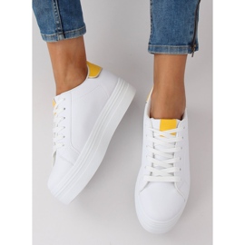 Baskets à semelles hautes blanches et jaunes B0-31 BLANC / JAUNE 3