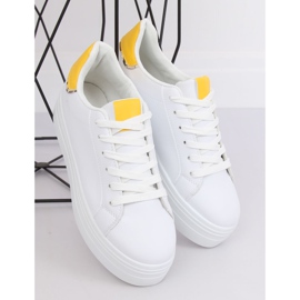 Baskets à semelles hautes blanches et jaunes B0-31 BLANC / JAUNE 1
