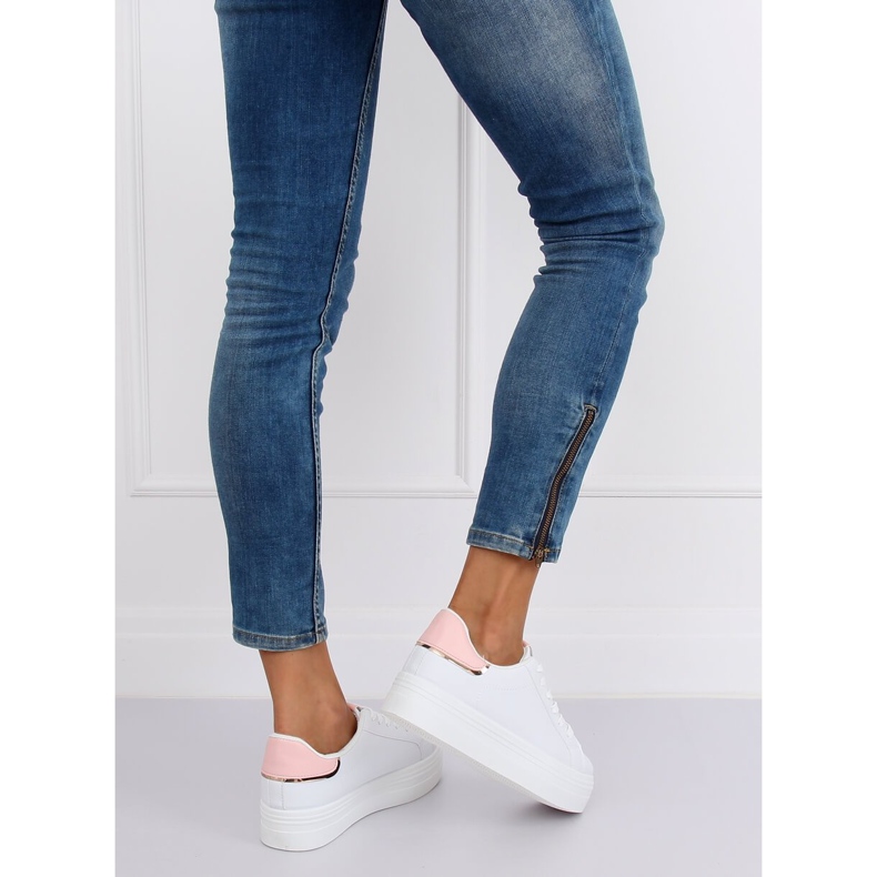 Sneakers sur semelle haute blanche et rose B0-31 BLANC / ROSE 1 Sneakers sur semelle haute blanche et rose B0-31 BLANC / ROSE 1