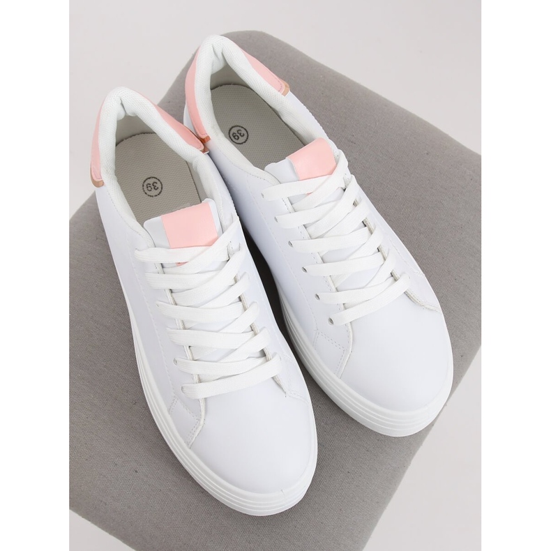 Sneakers sur semelle haute blanche et rose B0-31 BLANC / ROSE 2 Sneakers sur semelle haute blanche et rose B0-31 BLANC / ROSE 2