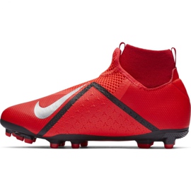 Chaussures de football Nike Phantom Vsn Academy Df FG / MG Jr AO3287-600 rouge rouge 2