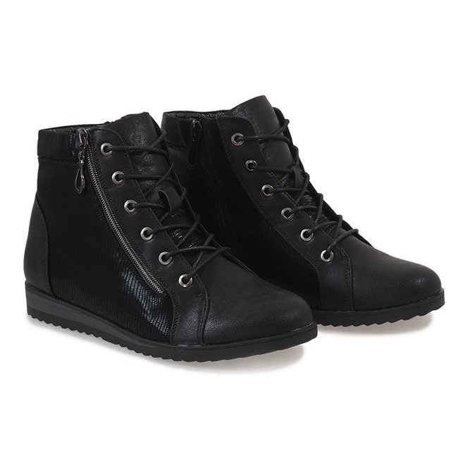 Bottines noires à lacets X1596-1 1