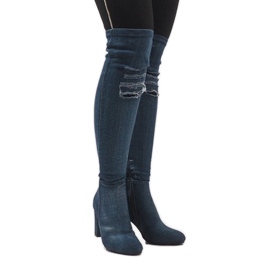 Bottines en jean bleu vieilli BH70-HB 1