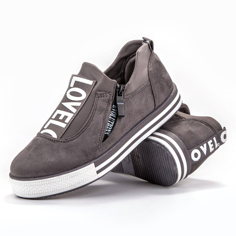SHELOVET Chaussures de sport en daim Love gris 2