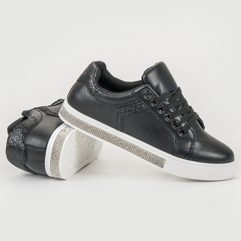 SHELOVET Chaussures Noires Avec Cristaux 1