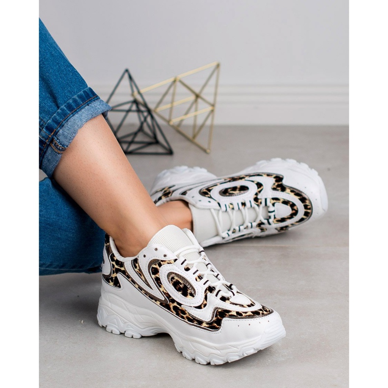 Kayla Chaussures de sport pour femmes blanche brun 1