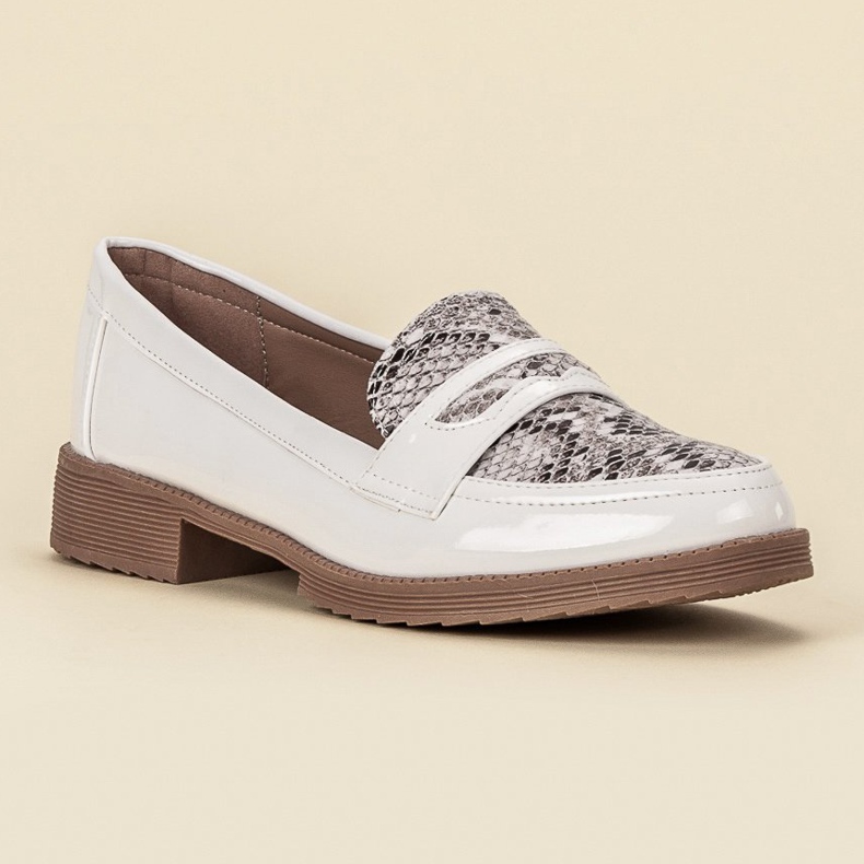 Bestelle Mocassins laqués blanc brun 1