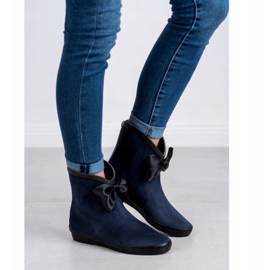 Kylie Bottes en daim avec nœud bleu marin 6