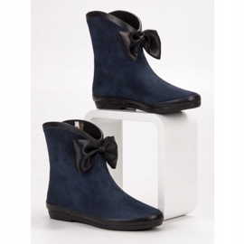 Kylie Bottes en daim avec nœud bleu marin 2