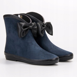 Kylie Bottes en daim avec nœud bleu marin 3