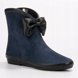 Kylie Bottes en daim avec nœud bleu marin 4