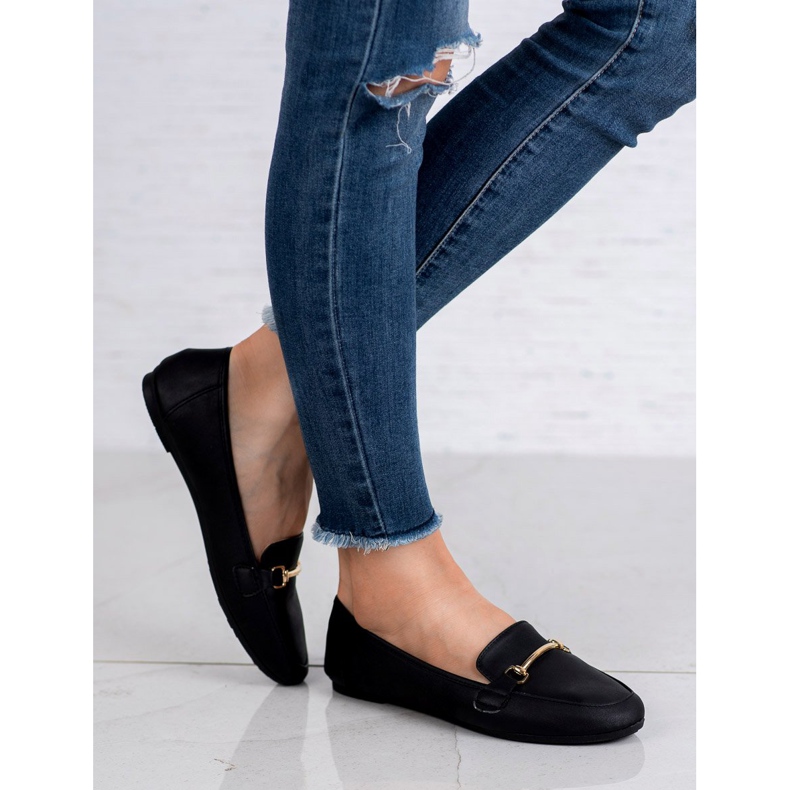 SHELOVET Mocassins en cuir écologique noir 1