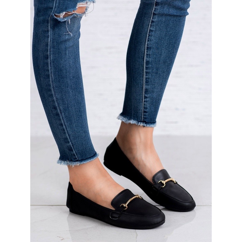 SHELOVET Mocassins en cuir écologique noir 2