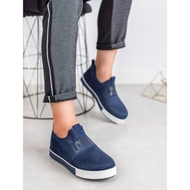SHELOVET Chaussures à enfiler en daim bleu vert 4