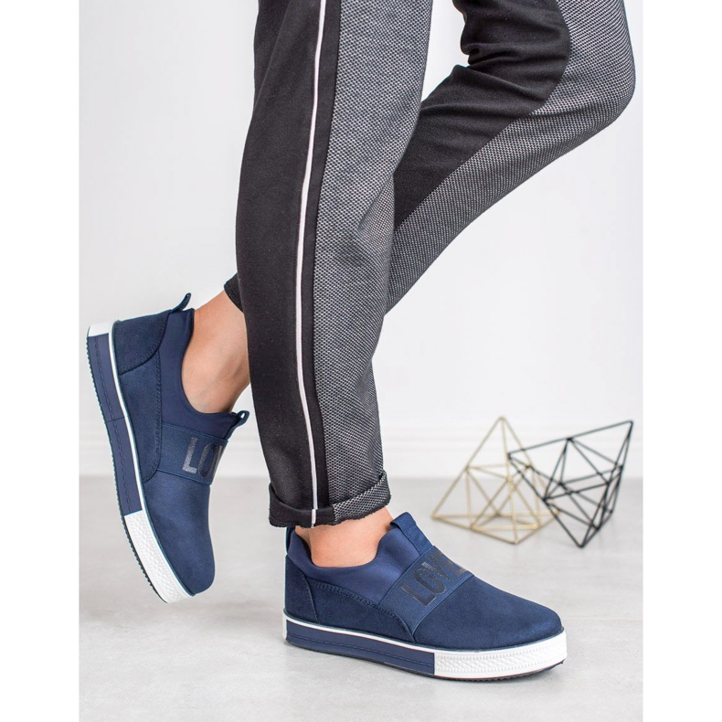 SHELOVET Chaussures à enfiler en daim bleu vert 1