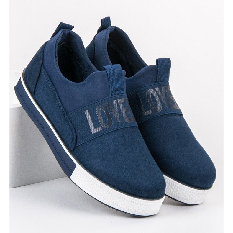 SHELOVET Chaussures à enfiler en daim bleu vert 2