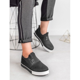 SHELOVET Chaussures à enfiler en daim le noir 3