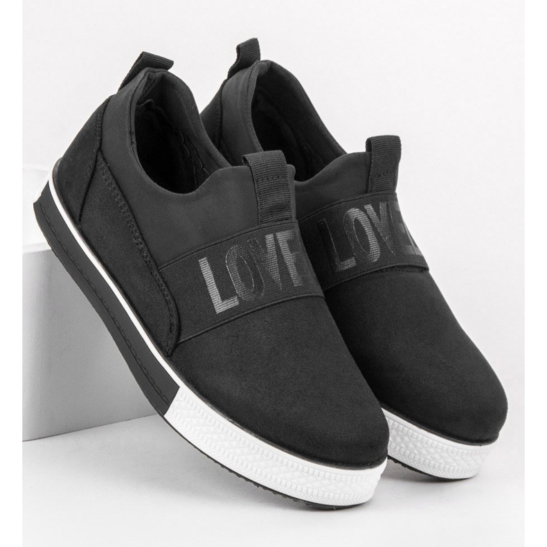 SHELOVET Chaussures à enfiler en daim noir 1