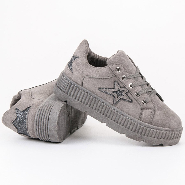 SHELOVET Creepers en daim gris 1