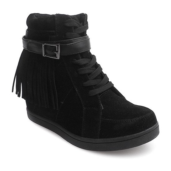 Baskets En Daim Boho Fringe 2030 Noir 2