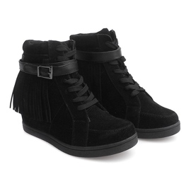 Baskets En Daim Boho Fringe 2030 Noir 1
