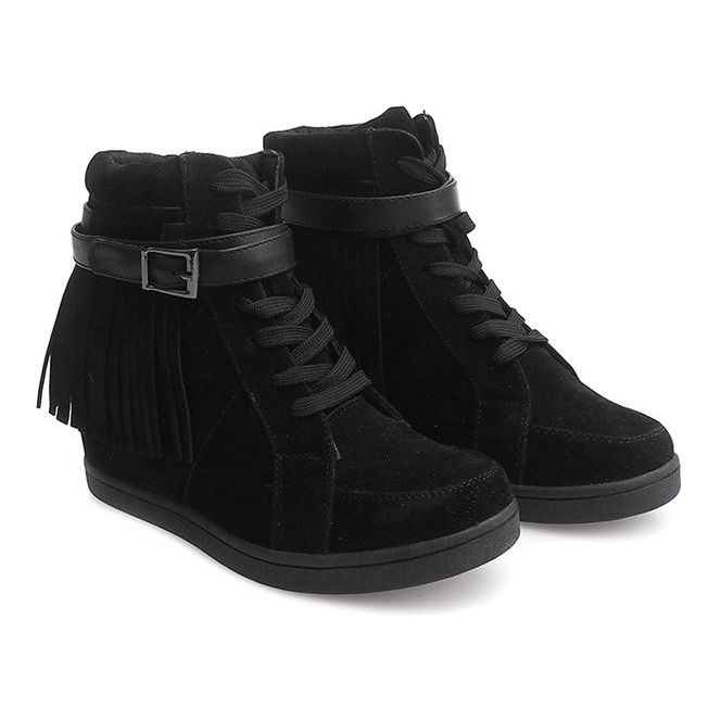 Baskets En Daim Boho Fringe 2030 Noir le noir 1