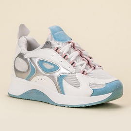 SHELOVET Chaussures de sport confortables blanche bleu 1