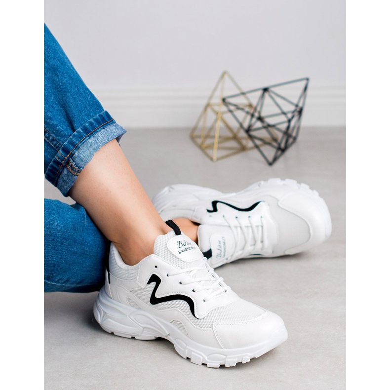 SHELOVET Chaussures de sport à lacets blanc 1