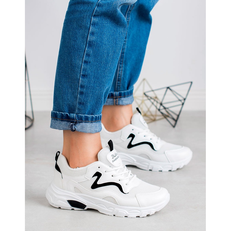 SHELOVET Chaussures de sport à lacets blanc 2