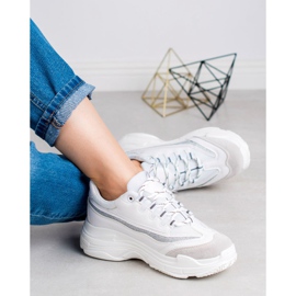 SHELOVET Baskets à paillettes blanc gris 2