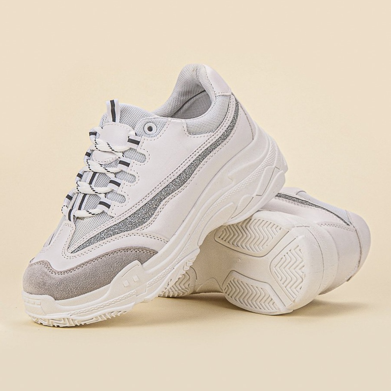 SHELOVET Baskets à paillettes blanche gris 1 SHELOVET Baskets à paillettes blanche gris 1