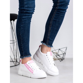 Jumex Chaussures de sport confortables blanche rose 2