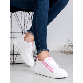 Jumex Chaussures de sport confortables blanche rose 1