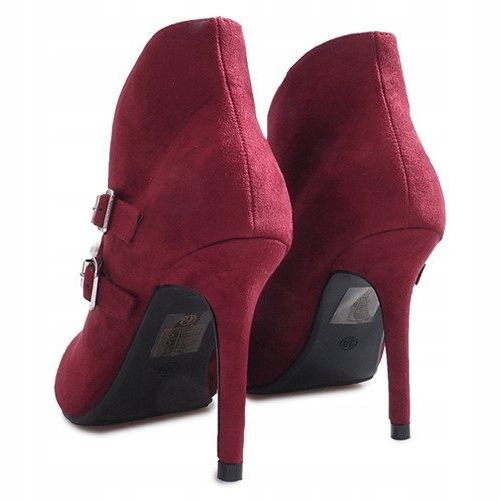 Bottines marron sur talon haut Kaia rouge 1