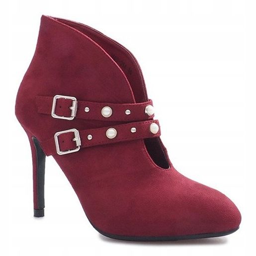Bottines marron sur talon haut Kaia rouge 2