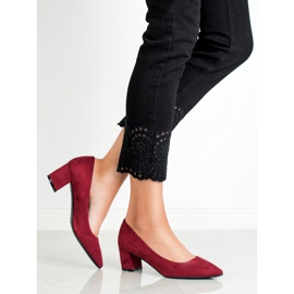 Small Swan Escarpins confortables en daim rouge 6